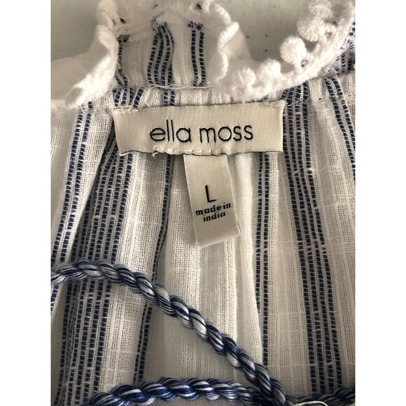 Ella Moss Size L Boho Peasant Style Rylee Lace Up Blouse - Picture 14 of 16